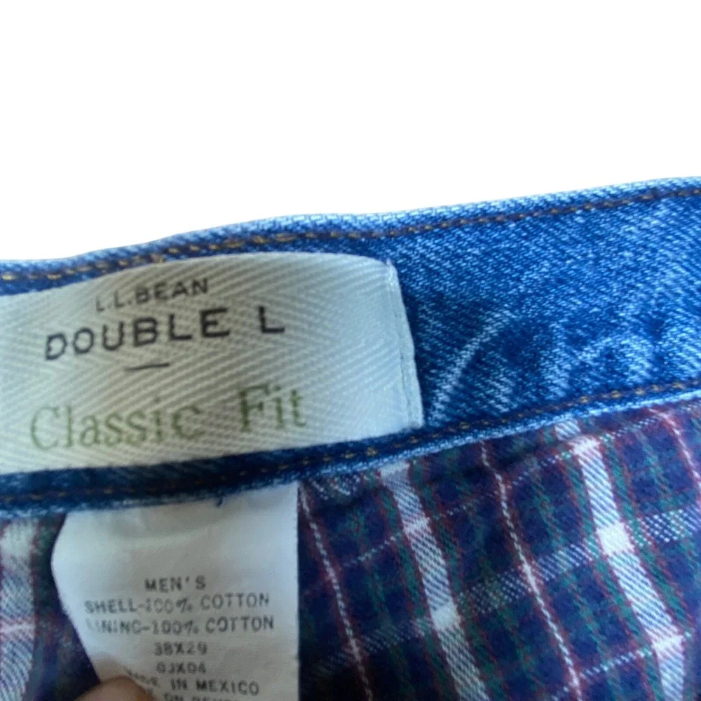 L.L. Bean Vintage Double L Classic Fit Insulated‎ Blue Denim Jeans 38x29